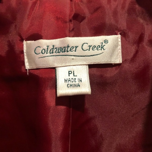 Coldwater Creek Velour Button Down Jacket Pockets Burgundy Size PL - Picture 3 of 7